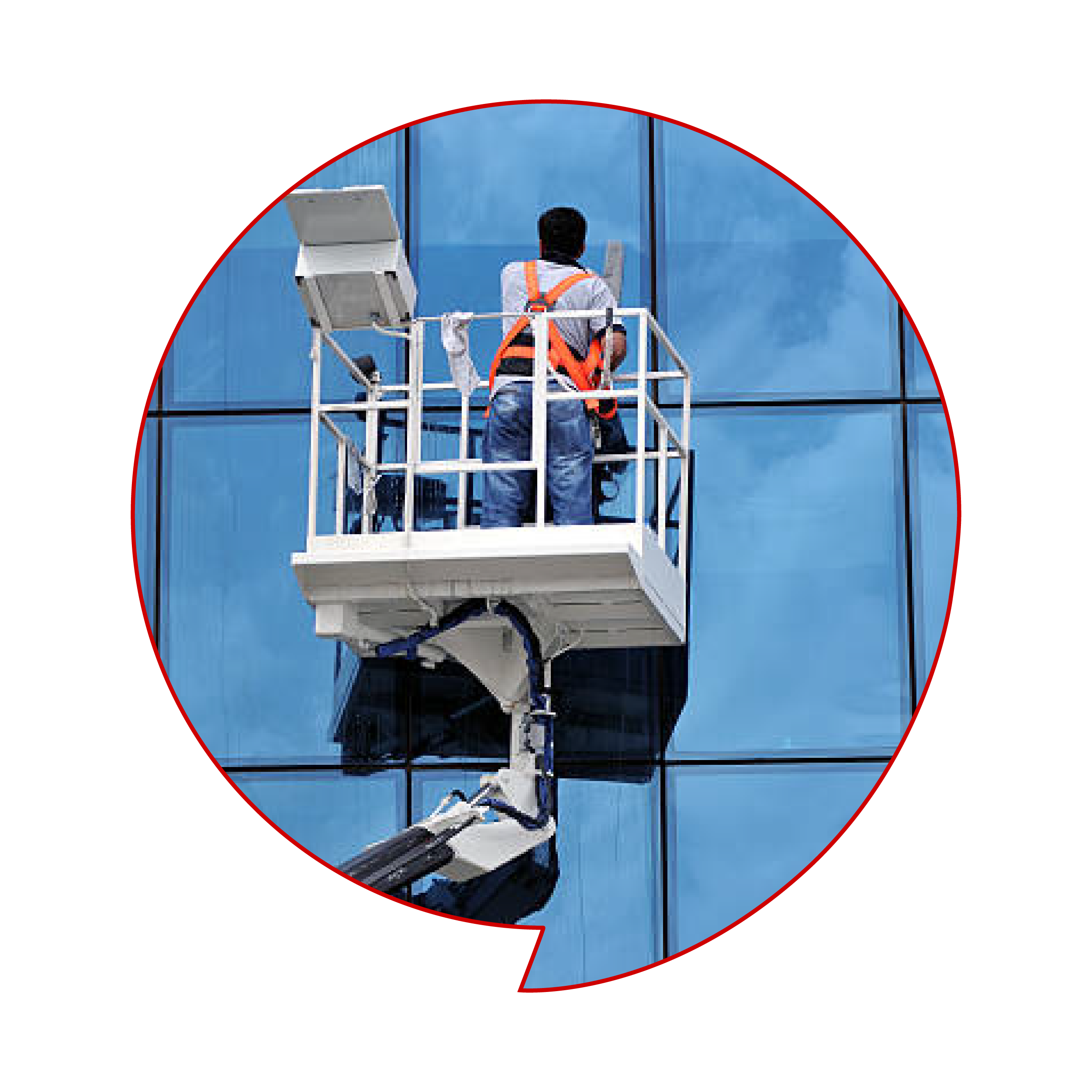 The professional Window cleaning team cleans high and difficult-to-access windows.