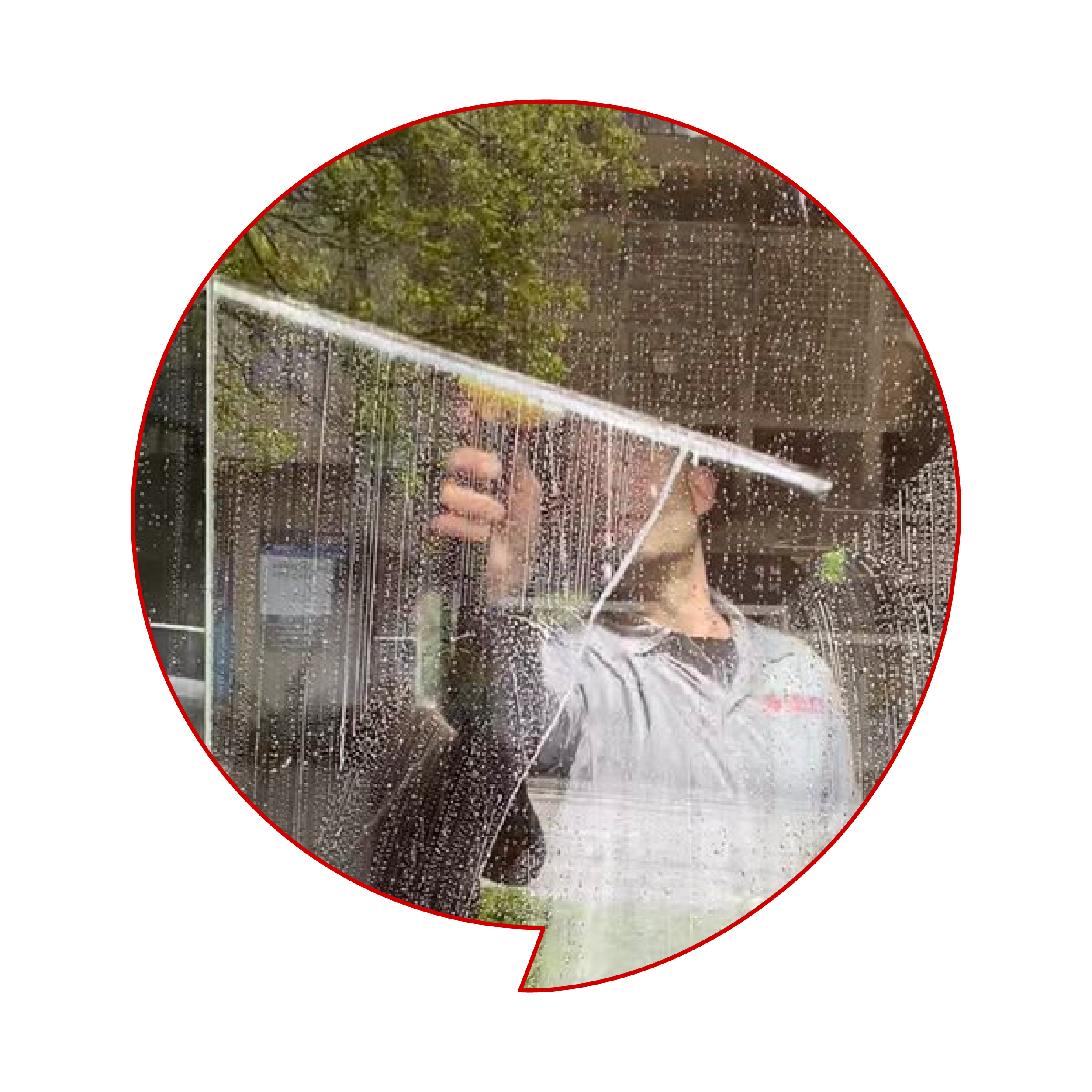 The professional Window cleaning team cleans high and difficult-to-access windows.
